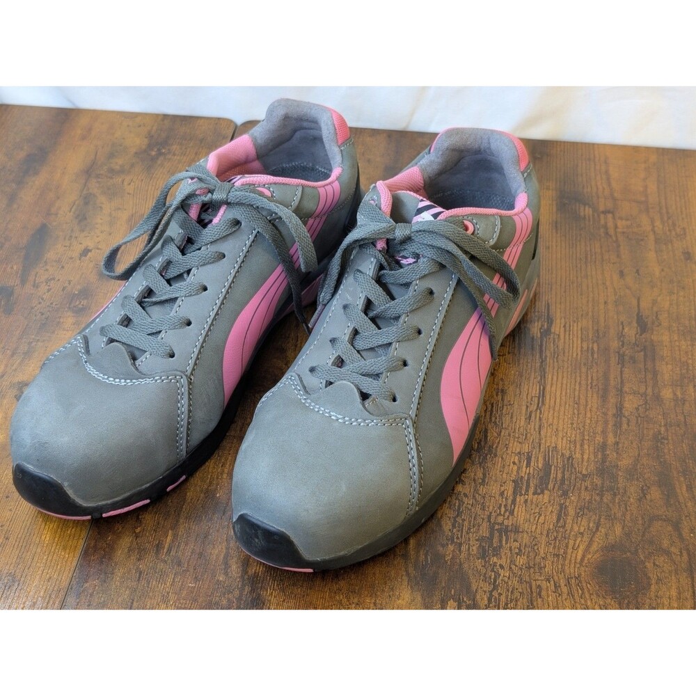 Puma Miss Safety Balance Womens Steel Toe Work Shoes Gray Pink 642865 Size 9 EUC